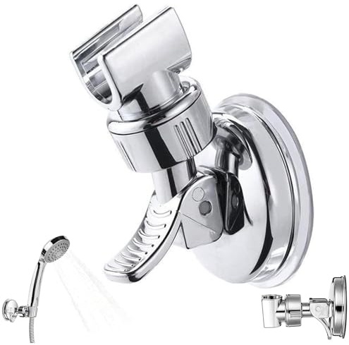 Support de Douche,Support de Douchette à Ventouse Puissante Support Pommeau de Douche Sans Percage Réglable et Amovible avec Rotation 360° Accessoire Douche pour Salle de Bain Maison Hôtel