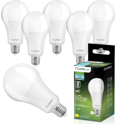 Lumiled LED Lampe E27 A70 18W ersetzt 150W 2430lm 6500K Kaltweiß 230V 260° Abstrahlwinkel Nicht Dimmbar Innenbeleuchtung Tropfen Lichtquelle Energiesparlampe 6er Pack