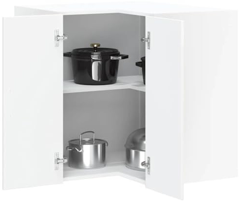Zeehear Küchen-Eckhängeschrank Lucca, Hochglanz-Weiß, Holzwerkstoff, 57x57x60 cm, wandmontiert, viel Stauraum, für Schüsseln und Teller
