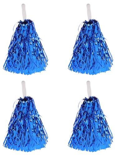 SOLUSTRE 4 Pezzi Pompon da Cheerleader Manico, Accessori per Costume da Cheerleading, Oggetti di Scena per Tifo e Sport, Pompon per Danza e Eventi Sportivi, Colore Blu, 30 Cm