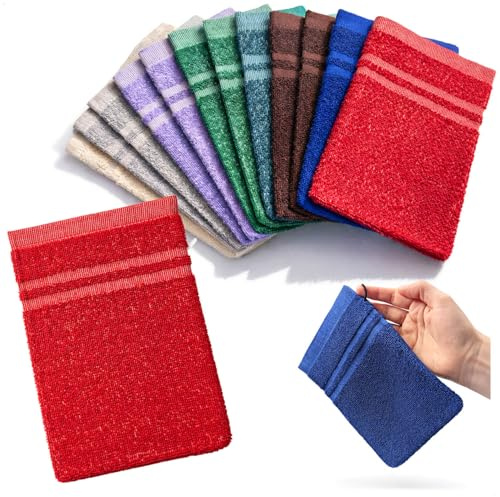 com-four® 12x Waschlappen aus Baumwolle 15,5 x 21 cm – Waschhandschuhe weich und saugfähig – Handwaschlappen für Bad, Dusche, Gesicht und Körperpflege (12 Stück - bunter Farbmix)