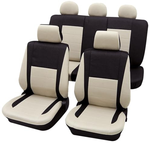 PETEX Auto Sitzbezüge Universal Komplett Set 17-teilig - Elegance beige, Eco Class mit SAB 1 Vario Plus