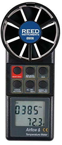 REED Instruments 8906 Vane Thermo-Anemometer, CFM (Air Volume)
