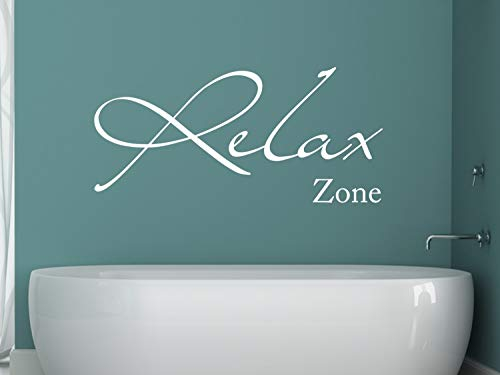 GRAZDesign Wandtattoo Bad Sprüche Relax zone, Türaufkleber für Badezimmer, Wellness - 121x57cm / 010 weiss