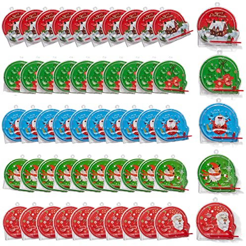 THE TWIDDLERS 50 Mini Juguetes Navideños de Pinball para Niños - Calendario Adviento y Relleno de Calcetines de Navidad, Piñata