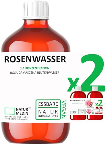 1.000ml AYURVEDA ROSENWASSER – Lebensmittelqualität – (2x500ml) NATURMEDIN®