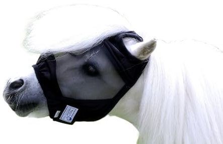 Fliegenmaske Lissy - - OHNE Ohren Schwarz/Grau- Taube oder Schwarz/Schwarz viel Augenfreiheit Gummigummi Dichtung Tysons Minishetty Mini Pony Mini Shetty (Minishetty, Schwarz/Schwarz)