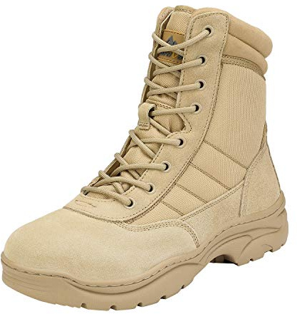 NORTIV 8 Herren Security Tactical Einsatzstiefel Boot Zipper Militär Kampfstiefel Springerstiefel,Size 46,Sand D,Desert