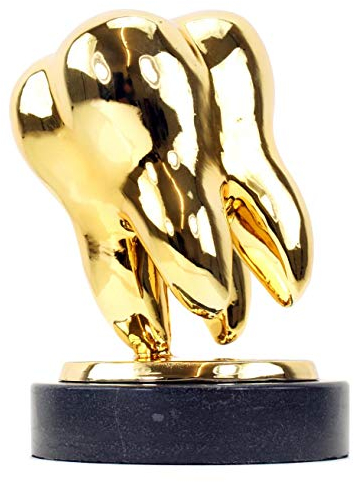 Goldener Zahn - Moderne Kunst - Bronzefigur von Martin Klein - Limitierte Skulptur - Zahnarzt Praxis - Wartezimmer Deko - nummerierte Dekostatue - Dekoration - Dental