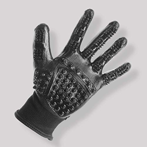 Doblit Cleaning and Massage Gloves Soft Rubber Bristles Hair Remover Horses Ponies Cattle Dogs (Large)
