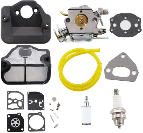 MCHNIC Vergaser mit Luftfilter Zündkerze Membran Dichtung Reparatursatz für Husqvarna 36 41 136 137 137E 141 141LE 142 142E Kettensäge Ersetzt Zama C1Q-W29E