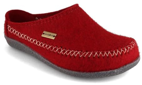 HAFLINGER Blizzard Credo Unisex Felt Slippers, Pepper, red, 6