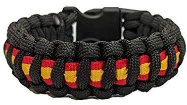 SERPOLICIA Paracord Armband schwarz mit spanischer Flagge, Schwarz , L