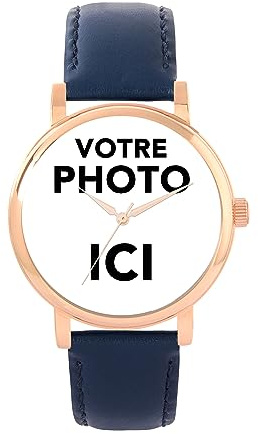 Toff London Personalisierte Fotogeschenke für Frauen, Analoganzeige, Uhr mit japanischem Quarzwerk und Roségoldgehäuse, individuell gefertigte Uhr mit Gravur