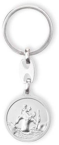 Fritz Cox Schlüsselanhänger Christophorus modern | mit Rand | silber | 3cm