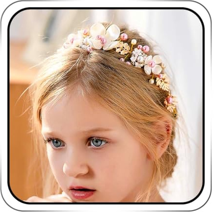 IYOU Blumenmädchen Stirnband für Hochzeit Gold Prinzessin Kopfschmuck Kommunion Hochzeit Haarschmuck für Mädchen