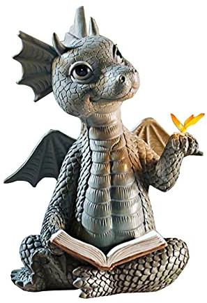TKTTBD Hof Drachenskulptur - Drachen Figuren Wanddekoration - Schöne Kunstharz Gartendrache - Kunstfiguren Gartenfigur Dekoration - Garten Drachen Figuren Statue Für Bäume Garten Terrasse Und Hof