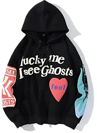 Lucky Me I See Ghosts Felpa con cappuccio Hip Street Rapper Unisex Coppia Felpa con Stampa Novità