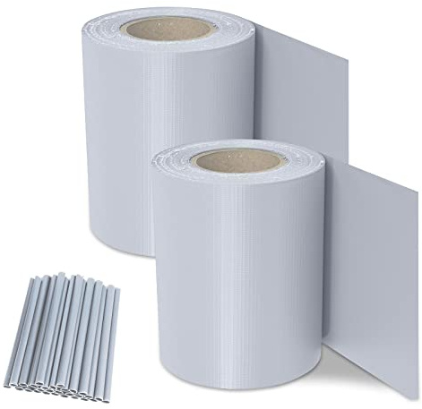 Yakimz Sichtschutzstreifen für doppelstabmatten, 140m x 19cm PVC sichtschutz, inkl.120 clips, Zaunfolie Windschutz blickdicht Windschutz, 450g/m², für gartenzaun Balkon doppelstabmattenzaun, Grau