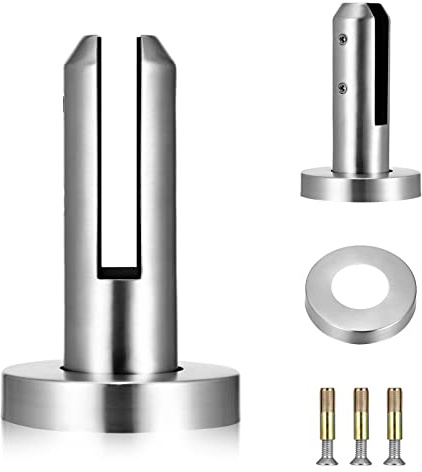 Wowlela Edelstahl Glashalter Klemmhalter 8-12 mm Glasklemmen Edelstahl 304 Glas Klemmen Einstellbare Glas Halterung Flache Rückseite für Pfosten Geländer Treppengeländer Balkon