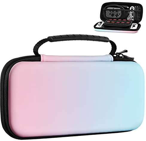 MoKo Switch Tasche Kompatibel mit Nintendo Switch/Switch OLED | Tragbare Reise Rundum Schutz Hartschalen Aufbewahrungstasche für Nintendo Switch Zubehör Tragetasche Hülle Case