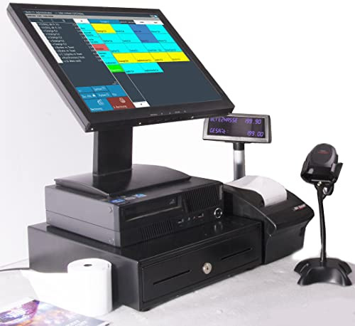15 Einzelhandel Kassensystem - Touchscreen, Scanner, Bondrucker & Kundendisplay – Kasse für Kiosk, Lebensmittel-Laden, Lotto-Totto, Späti – ohne ABO – TSE-konform