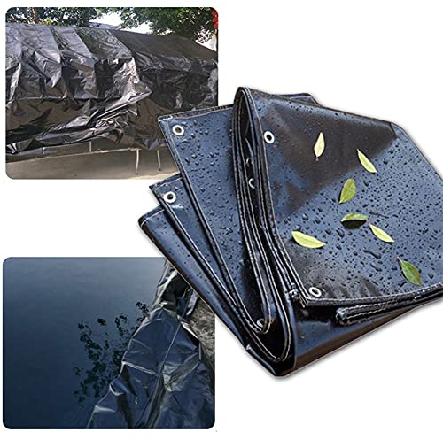 Tarpaulin Waterproof Heavy Duty Garden Canopy Reinforced Grommets Garden Furniture Cover for BBQ Small Swimming Pool Trampoline Outdoor Camping Tarpaulin (Black, 6.7 x 6.7 ft)