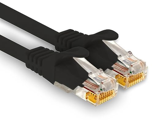 1aTTack.de - 1 câble réseau Cat7 de 30 m, Ethernet Cat.7, câble patch Lan et Cat 7 pour une vitesse Internet maximale et connecte tous les appareils avec prise RJ 45 noir