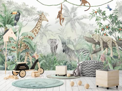 3D Mural Wallpaper Children's Room Jungle Animal Baby Room 3D Murals Wallpaper for Bedroom and Living Room Wall Decoration