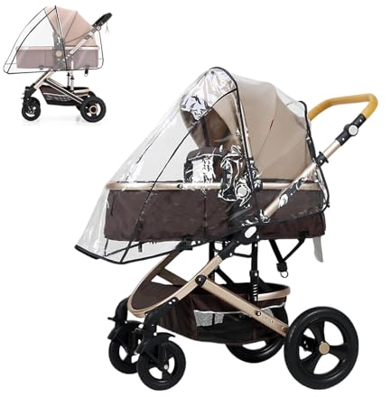 ARTGHJL Universal Regenschutz,Universal Regenschutz für Kinderwagen,Regenverdeck für Buggy,Regenschutz,Komfort,Schutz vor Regen und Wind,Einfache Befestigung,Gute Luftzirkulation,Schadstofffrei,PVC
