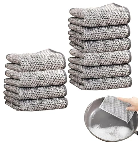 10 Pcs Multipurpose Wire Dishwashing Rags Towels Dish Cloths Reusable Kitchen Cleaning Wire Dish Towels Dish Cloths Lint Free Duster Cloth Non-Scratch Wire Dishcloth Cleaning Cloths for Kitchen