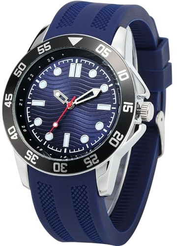 NUOVO Montre pour homme avec bracelet en silicone, montre de sport 30M étanche, grandes montres pour hommes, montre décontractée de mode élégante, cadeau pour homme, bleu