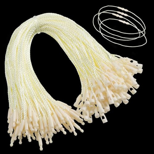 Shappy 100 Corde in Nylon per Cartellini Fili per Appendere Etichetta con Chiusura a Scatto Usa e Getta per Attaccare Etichette e Cartellini di Sicurezza Fascette con Gancio di Fissaggio (Beige)