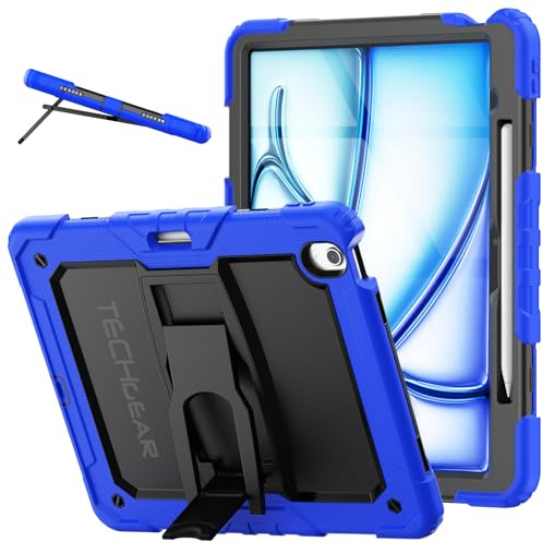 TECHGEAR ArmourSHIELD - Funda para Apple iPad Air de 13 pulgadas M3/M2 (2025/2024), cuerpo completo, resistente, a prueba de golpes, con soporte plegable y protector de pantalla, color azul