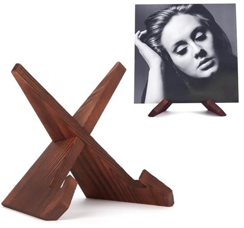 PUERSI Now Playing Vinyl Stand,Schallplattenständer, Stilvoller Holz Schallplattenhalter, Moderner Schallplattenhalter für Alben und Vinyl-Aufbewahrung, Jetzt Drehender Vinylplattenständer