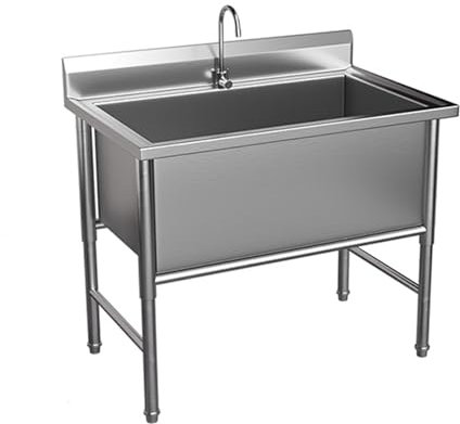 Mobile Lavello Commerciale,Acciaio Inox Lavello Da Cucina,Catering Lavello In Acciaio Inox,Lavello Commerciale De Ristorante Professionale,Lavabo Di Utilità,con Rubinetto,Facile Da Pulire(100x60x80cm/