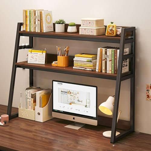 BESTXH Holz Schreibtisch-BüCherregal, Freistehend Ausstellungsregal, Offenes Eck-BüCherregal Platzsparend, Mehrzweck-Schreibtischaufsatz Ausstellungsregal FüR BüCher,A,115cm
