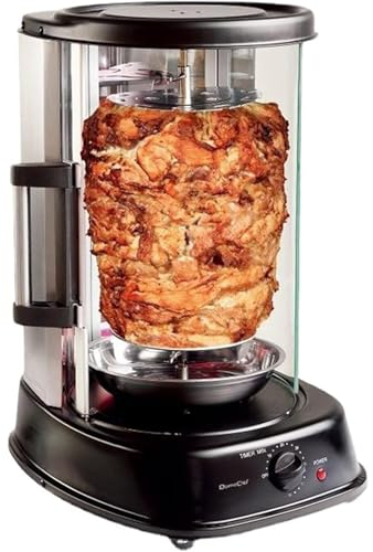 Horno asador vertical de encimera de 1380 W, horno asador eléctrico giratorio sin humo de 21 L, rejilla for asar brochetas de acero inoxidable, máquina de barbacoa con puerta corrediza de vidrio for