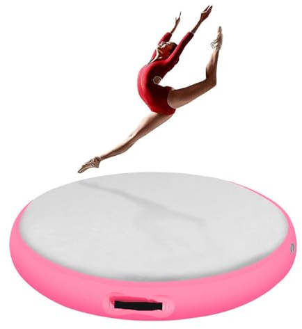 TOSPORT Inflatable Gymnastic Air Spot Mat Tumbling Exercise Yoga Training Mat With Pump, Inflatable Round Springboard Air Roller Gym Floor Track For Home Use/Cheerleading/Water