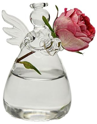 Vaso per fiori in vetro a forma di angelo, centrotavola trasparente, contenitore per fiori di angelo, contenitore idrocorpo, vaso decorativo idroponico per balcone e giardino
