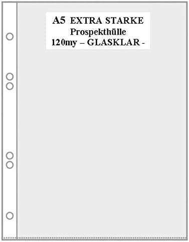 PS-Handelshaus 10x Prospekthülle A5 GLASKLAR GLATT, EXTRA STARK 120my