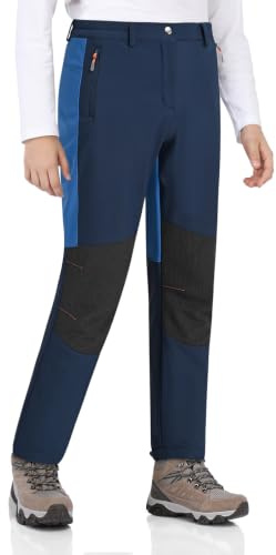 Zoofly Pantalon Ski Enfant Hiver Pantalon Enfant Pantalon Polaire Fille Imperméable Pantalon de Travail Enfant Pantalons Softshell Chaud Garçon Bleu Marine+Bleu Clair 116-122