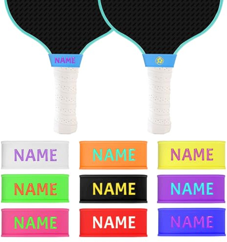Bande Nominative personnalisée pour Raquette de Pickleball – Étiquette personnalisée en Silicone pour poignée de Raquette sur Raquette, Cadeau Parfait pour Les Amateurs de Pickleball – 2 pc