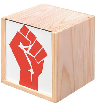 Fabulous Wooden Box - Fist Greenhouse Resistance Militant Communist Party Anarchist (10 x 10 x 10 cm)