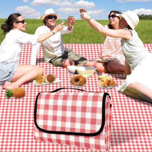 YAOMAISI Grande Couverture de Pique-Nique - 300 x 200 cm - Grande Couverture de Plage/Camping avec poignées, Fond imperméable, Lavable en Machine, Pliable - Portable