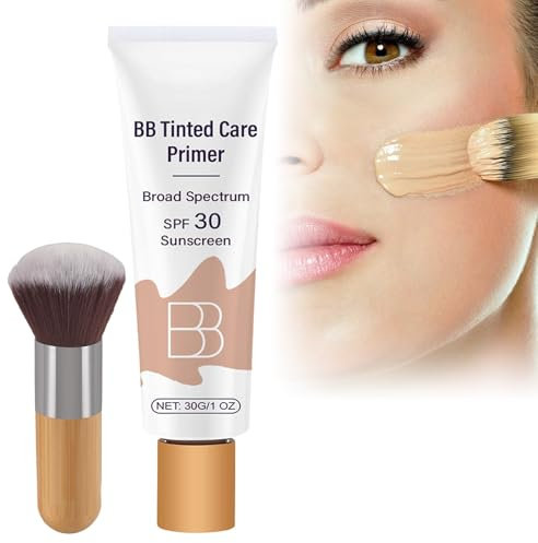 BB Cream with Brush, BB Blur Tinted Moisturizer SPF 30, BB Tint Hydrating Moisturising Skin Enhancer, BB Tinted Moisturizing Cream, Hydrating & Brightening Foundation For All-Day(Natural)