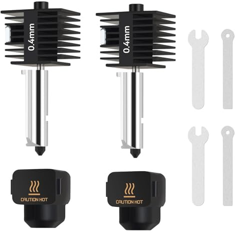 UniTak3D 2 PCS A1 Mini Hotend Ad Alta Temperatura 0.4mm Compatible with Bambu Lab A/A1 Mini Stampanti 3D Ugello in Acciaio Temprato+Blocco di Riscaldamento in Ottone Cromato con Calza in Silicone