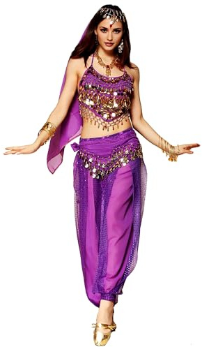 Baisdan Disfraz de danza del vientre de la India para mujer, disfraz profesional de princesa árabe, carnaval, Halloween, morado