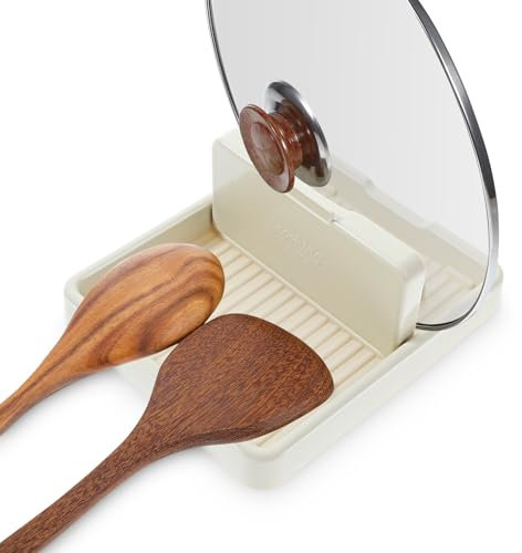 Dimeho Spoon Rest with Lid Holder Pot Lid Holder Lid and Spoon Rest Holder for Kitchen Counter Foldable Pan Lid Organizer Stand Perfect for Placing Spoons Pot lids Kitchen Gadgets Cooking Accessories