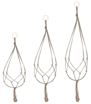 Fkereg 3 Size Macrame Plant Hanger Indoor, 60/80/100 cm Hanging Plants Holder with Tassel, Boho Woven Rope Hanging Planter Basket for Outdoor Ceiling Flower Pots Decor, Brown